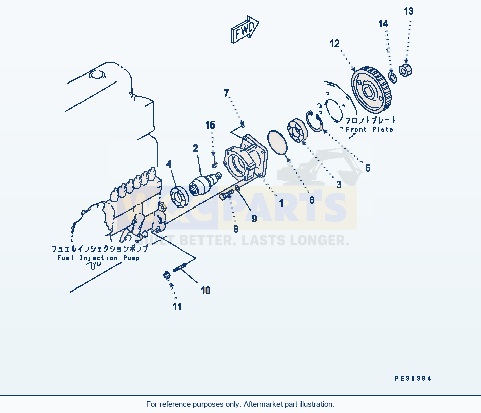 Komatsu WA320-3 Fuel Injection Pump Drive Serial 53001-UP parts diagram