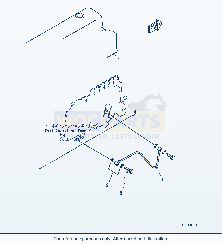 Komatsu WA320-3 Fuel Injection Pump Lubricator Serial 53001-UP parts diagram
