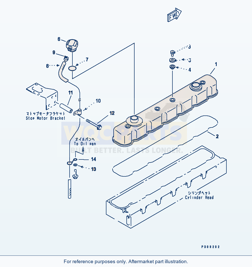 Komatsu WA320-3 Head Cover(#15614-) Serial 53001-UP parts diagram