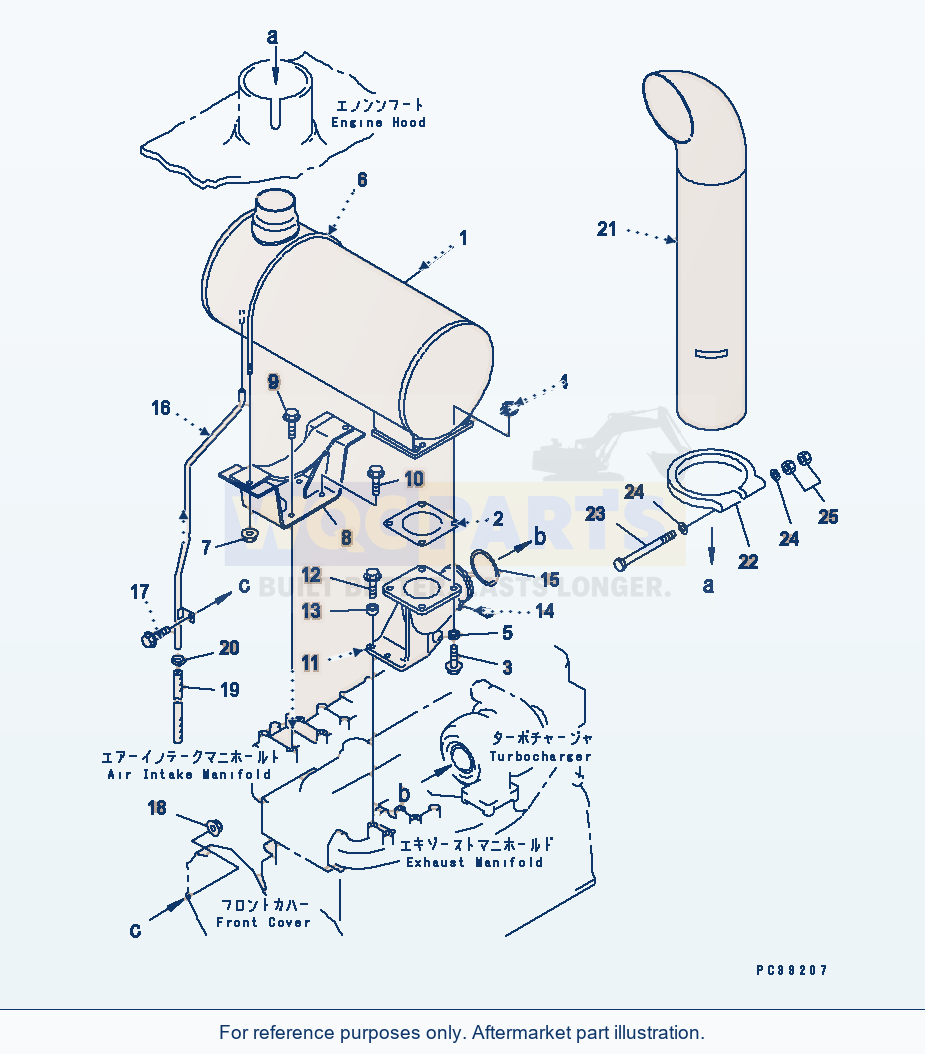 Komatsu WA320-3 Muffler(#15614-) Serial 53001-UP parts diagram