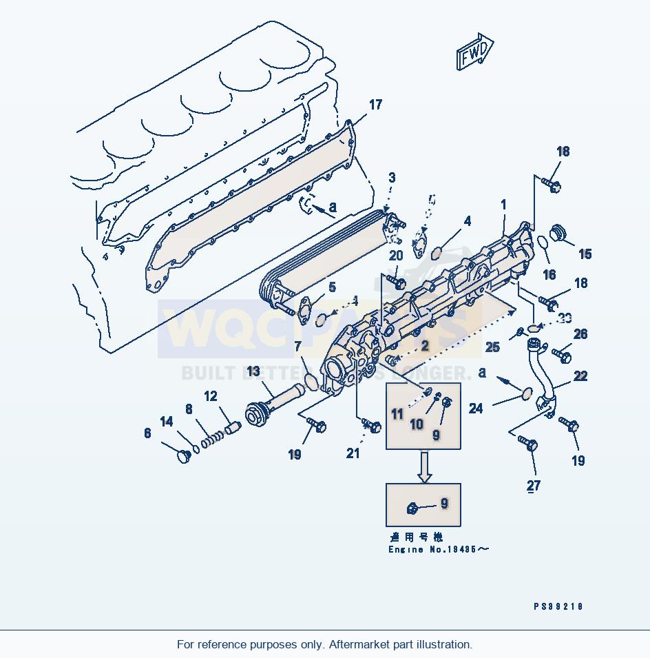 Komatsu WA320-3 Oil Cooler(#15614-) Serial 53001-UP parts diagram