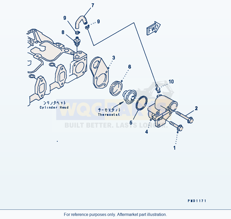 Komatsu WA320-3 Thermostat Housing(#26200467-) parts diagram
