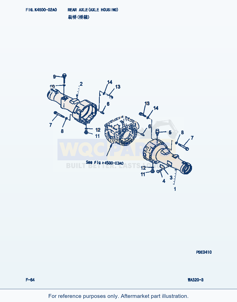 Komatsu WA320-3 Rear Axle(Axle Housing) (|000136) parts diagram