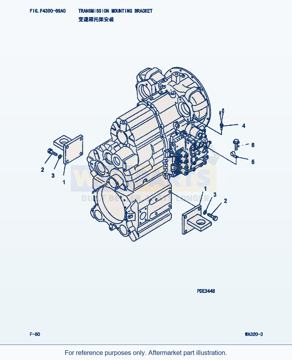 Komatsu WA320-3 Transmission Mounting Bracket (|000129) parts diagram