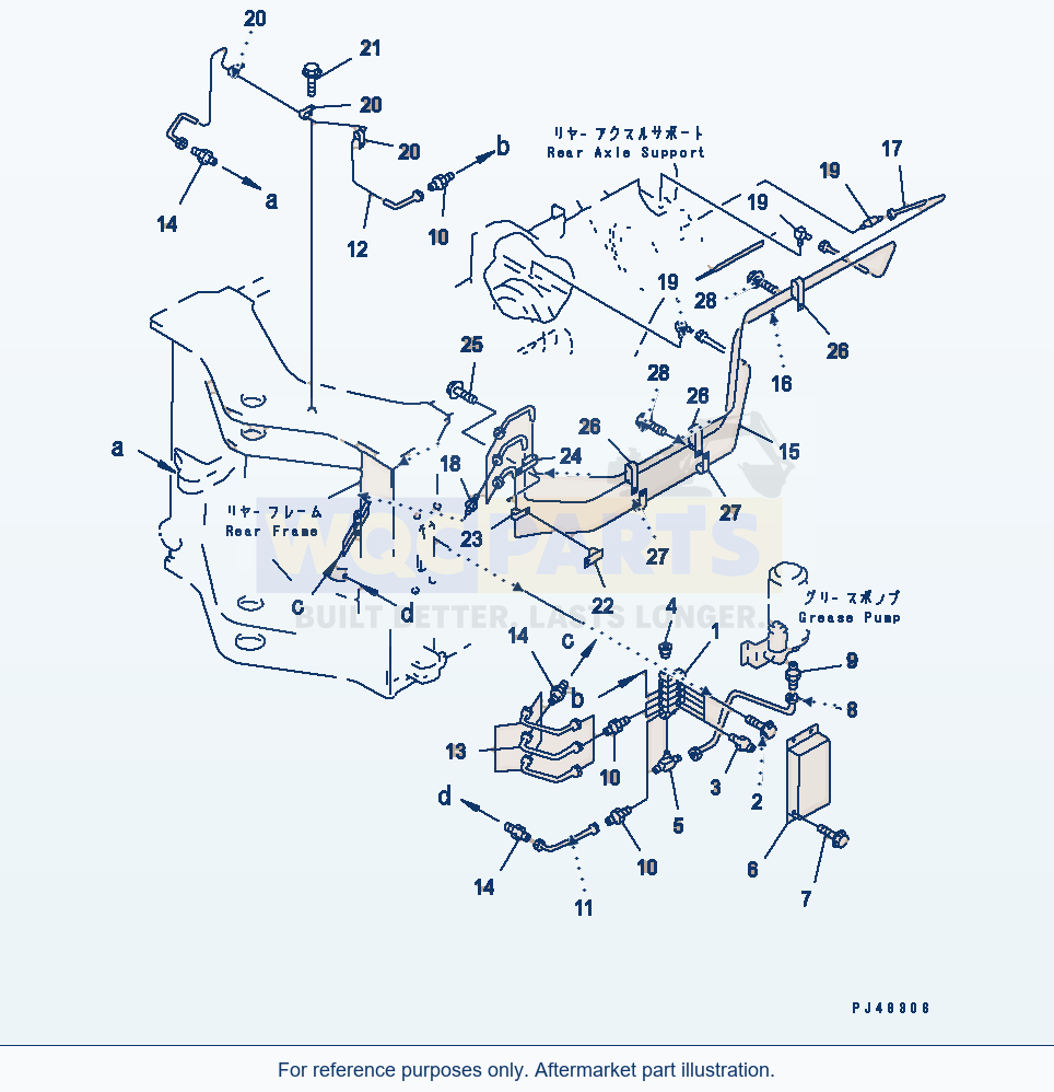 Komatsu WA320-3 Auto Grease System (Rear Frame Line)(#50001-) parts diagram