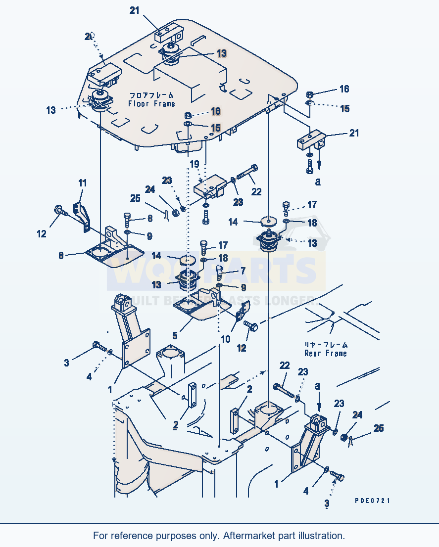 Komatsu WA320-3 Floor Support (With Rops Cab)(#50001-) parts diagram