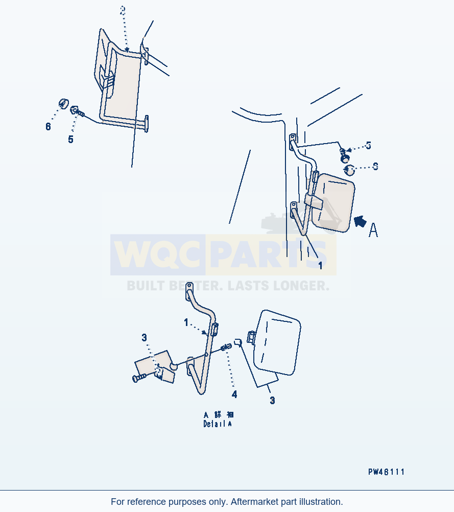 Komatsu WA320-3 Rear View Mirror(#50001-) parts diagram