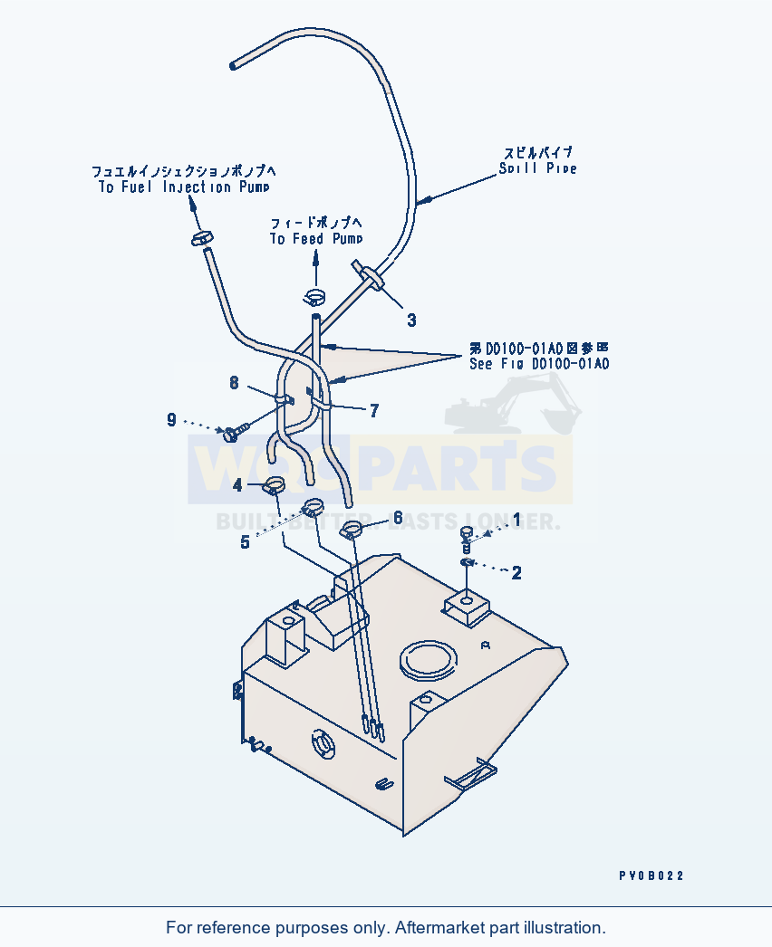 Komatsu WA320-3 Fuel Tank (Fuel Piping) Serial 53001-UP parts diagram
