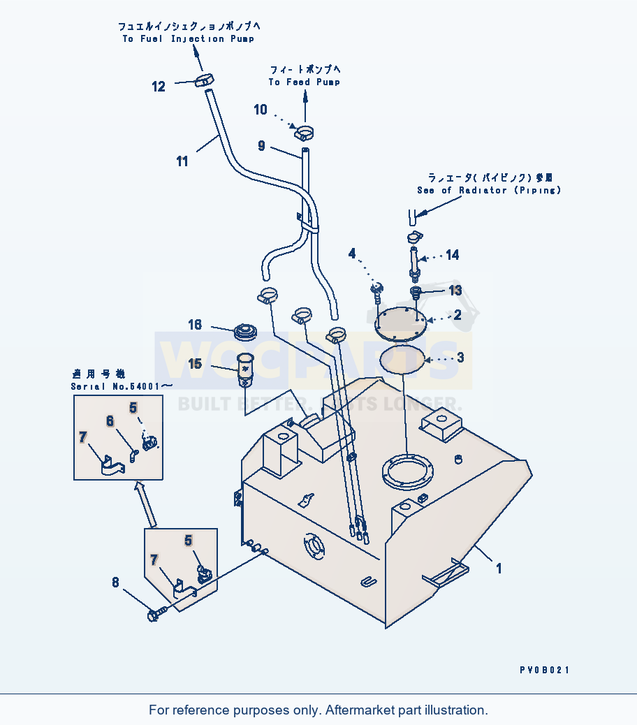Komatsu WA320-3 Fuel Tank Serial 53001-UP parts diagram