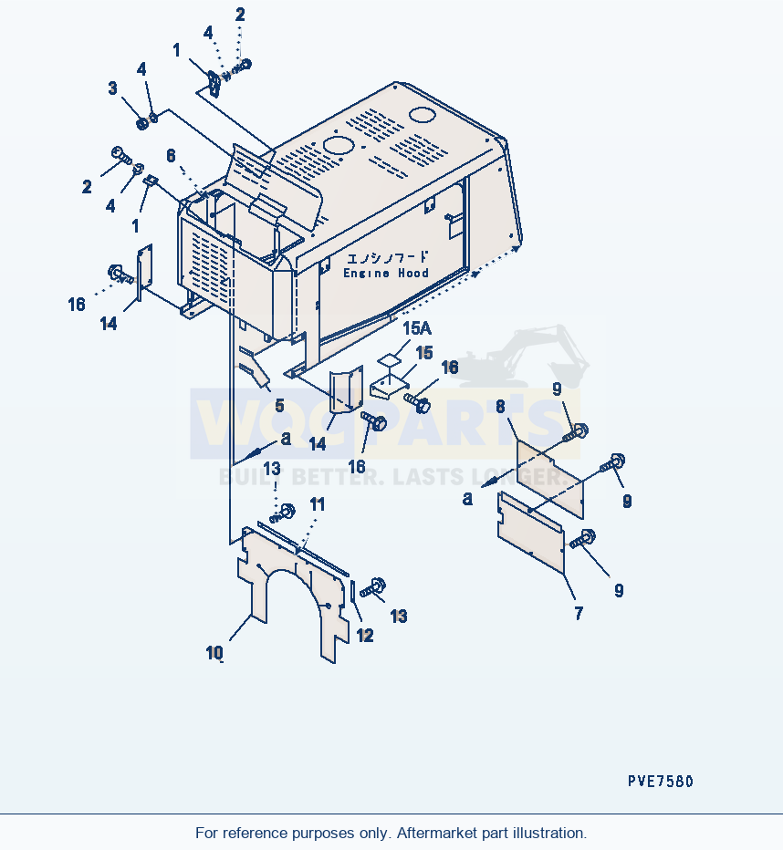 Komatsu WA320-3 Bulkhead (Eigine Hood Rubber) parts diagram