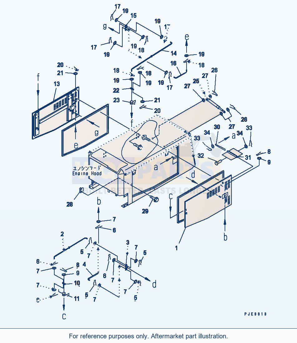 Komatsu WA320-3 Hood Door(#54001-) parts diagram