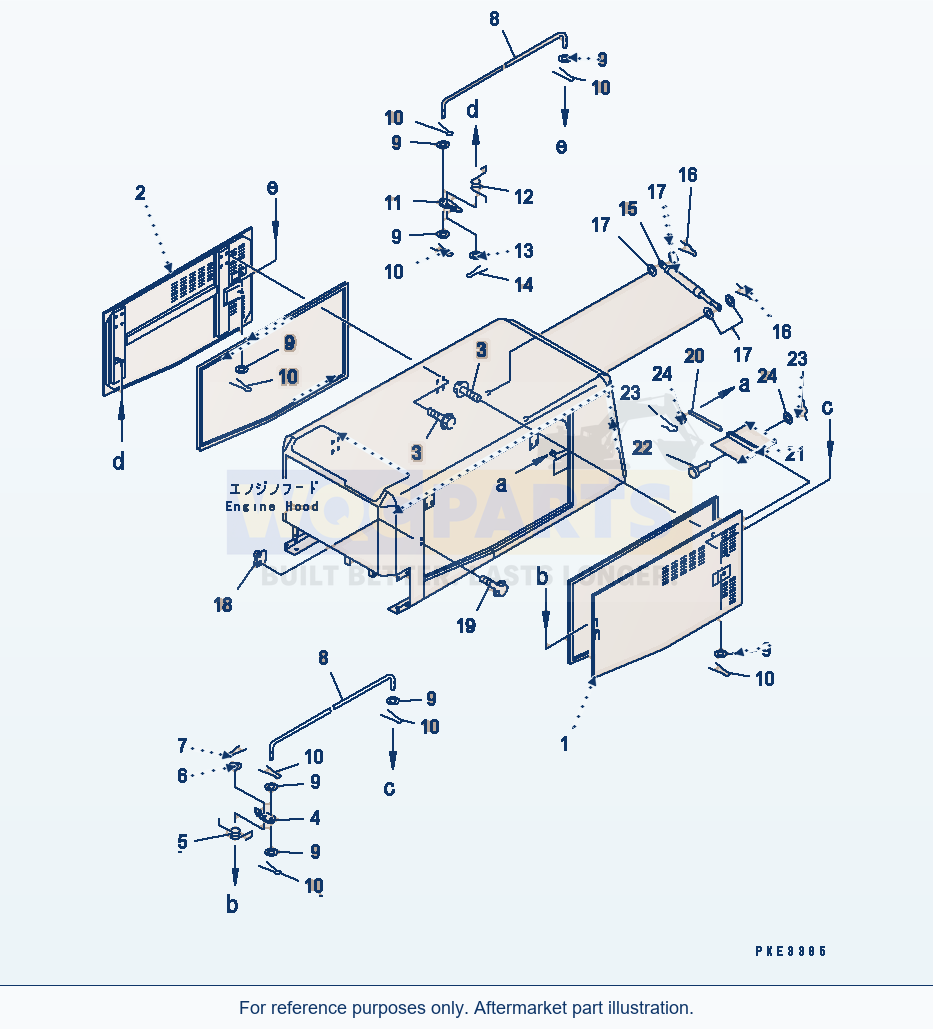Komatsu WA320-3 Hood Door parts diagram