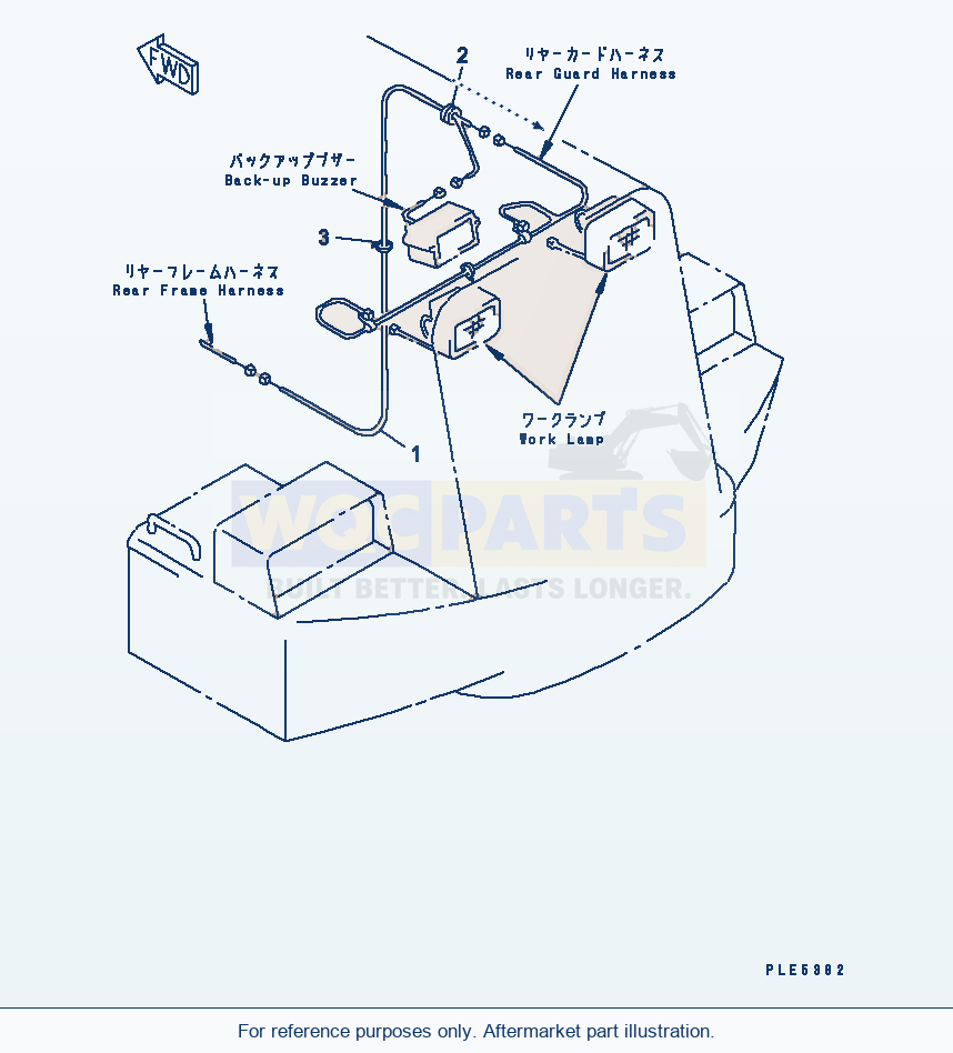 Komatsu WA320-3 Hood (Rear Guard Harness) parts diagram