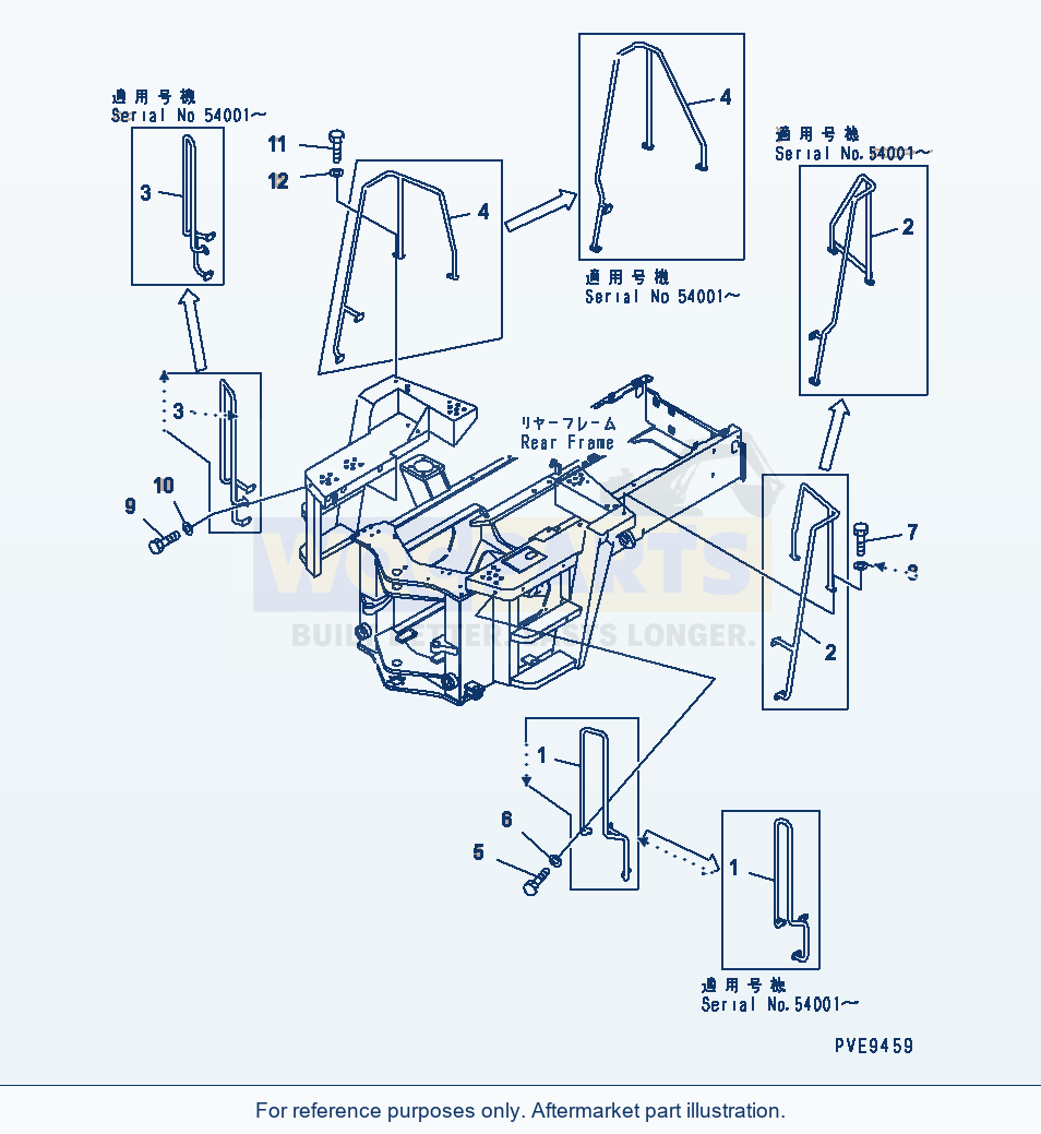 Komatsu WA320-3 Ladder Rail Serial 53001-UP parts diagram