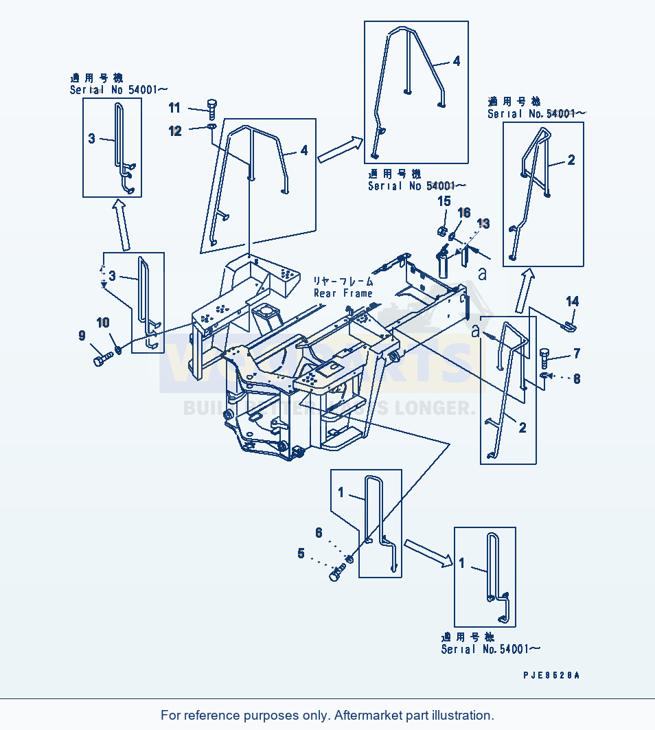 Komatsu WA320-3 Ladder Rail (With Fire Extinguisher) parts diagram