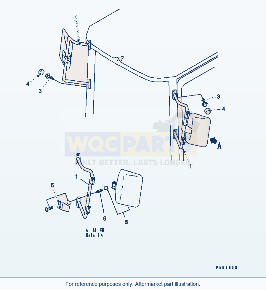 Komatsu WA320-3 Mirror (With Cab) parts diagram
