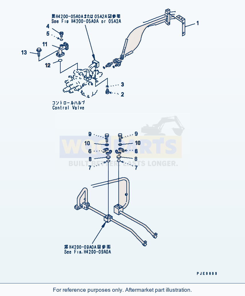 Komatsu WA320-3 Hydraulic Piping (E.C.S.S.-Less Parts)(#54001-) parts diagram