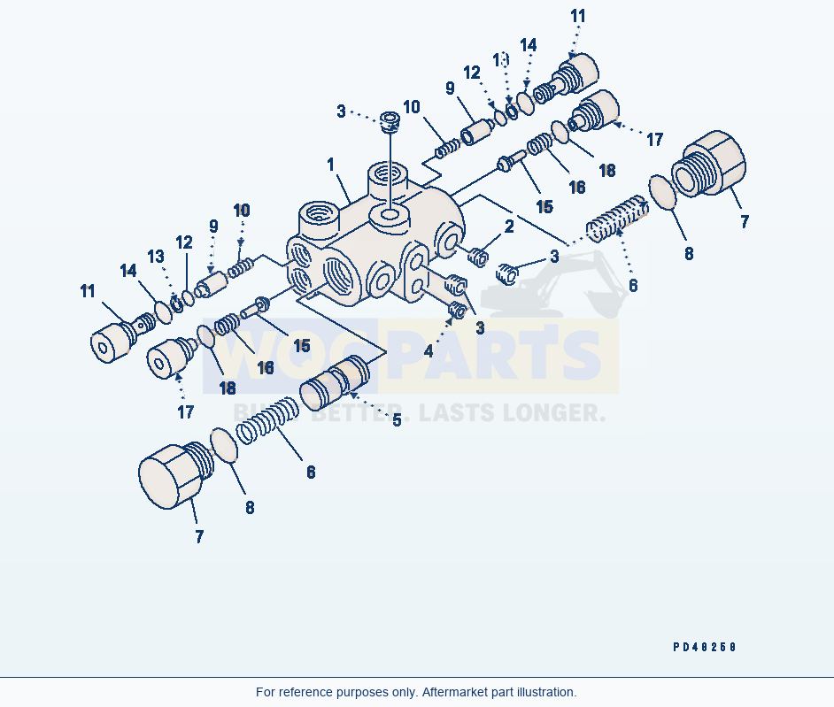 Komatsu WA320-3 Steering Hydraulic Piping (Cushion Valve) parts diagram
