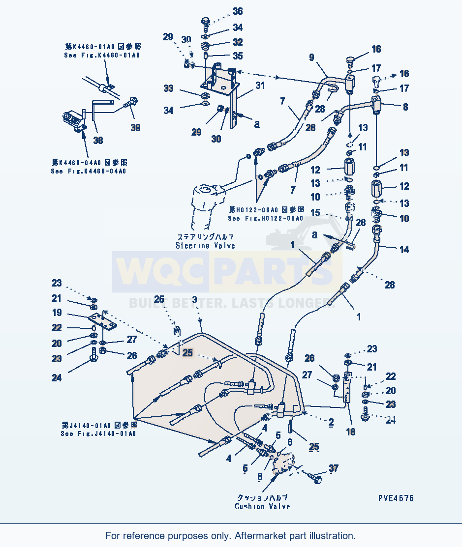 Komatsu WA320-3 Steering Hydraulic Piping Serial 53001-UP parts diagram