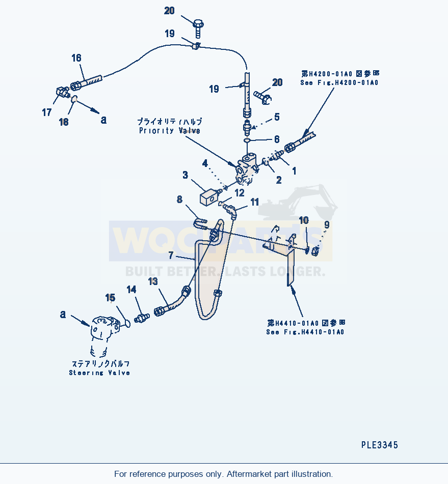 Komatsu WA320-3 Steering Valve (Piping) parts diagram