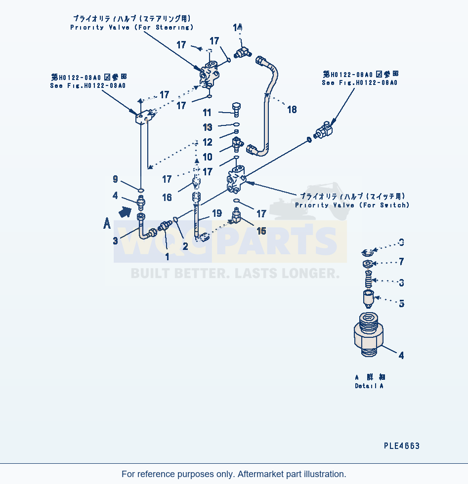 Komatsu WA320-3 Steering Valve (Switch Pump Line) parts diagram