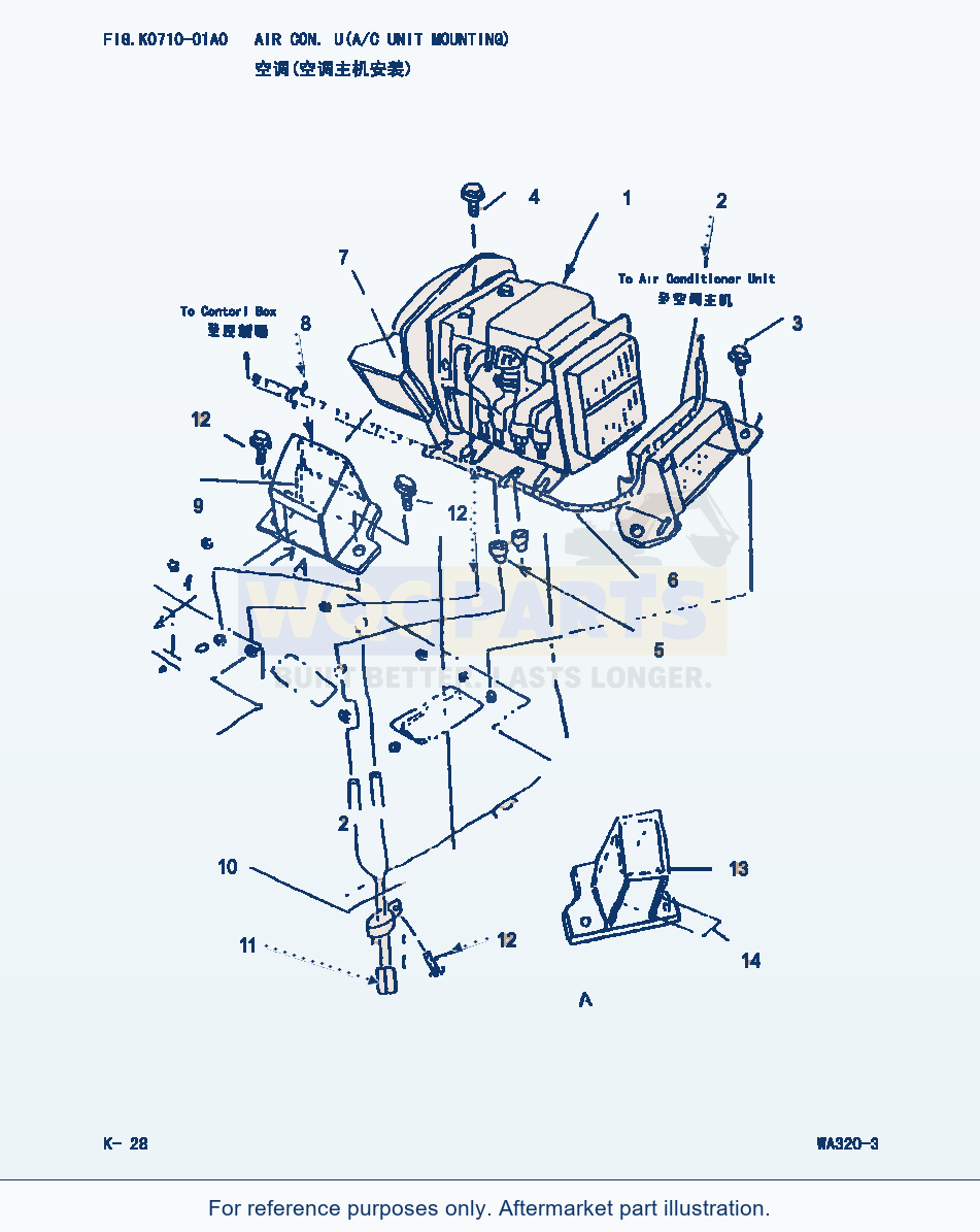 Komatsu WA320-3 Air Con.U(A/C Unit Mounting) (|000187) parts diagram