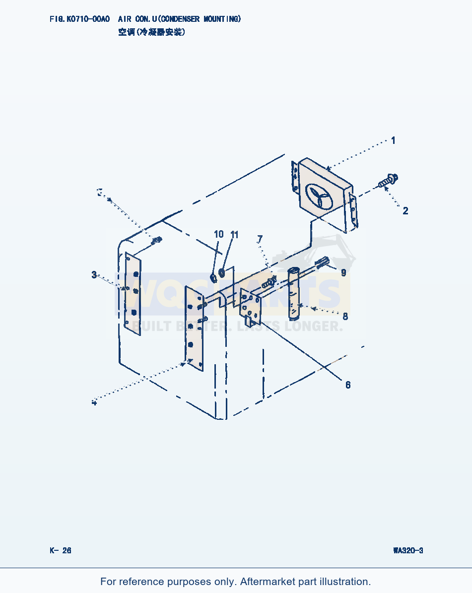 Komatsu WA320-3 Air Con.U(Condenser Mounting) (|000186) parts diagram