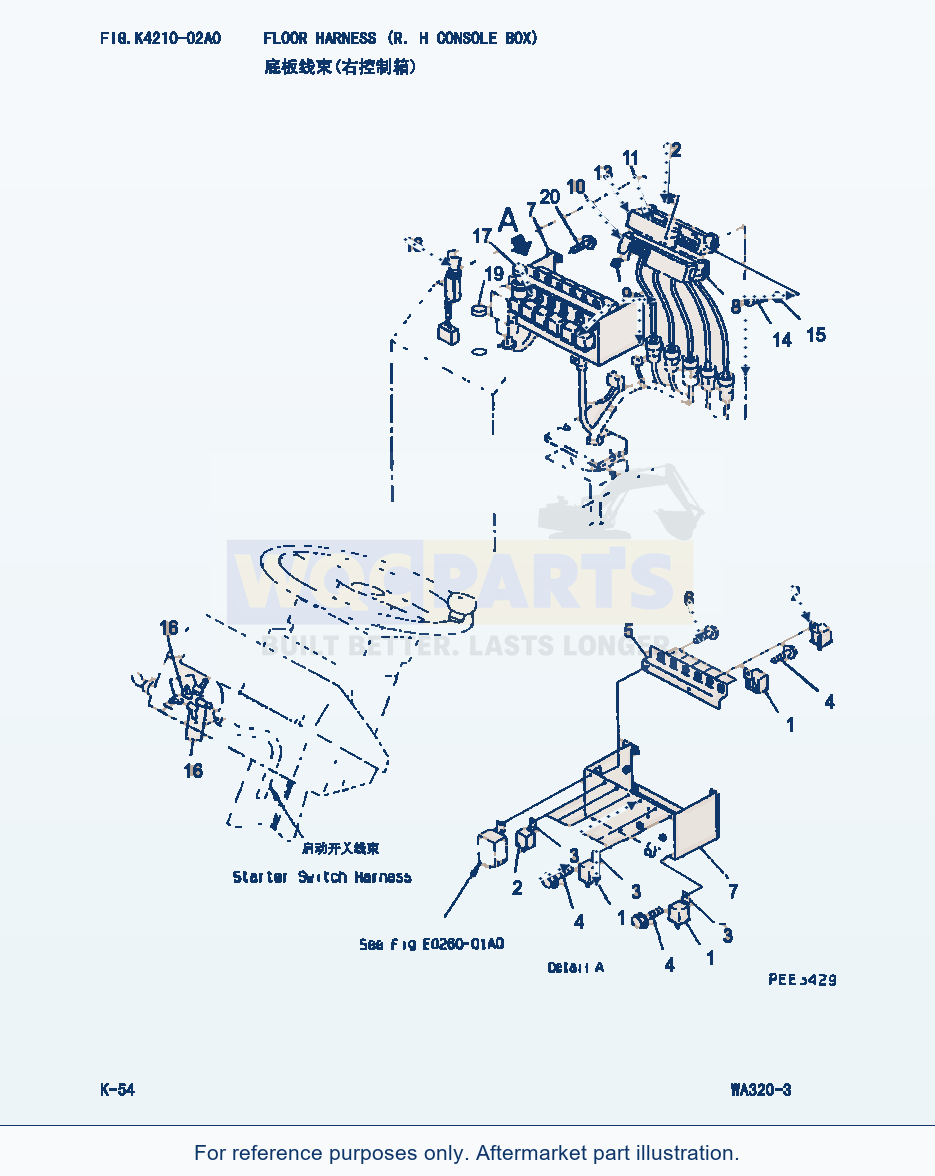 Komatsu WA320-3 Floor Harness(R.H Console Box) (|000206) parts diagram