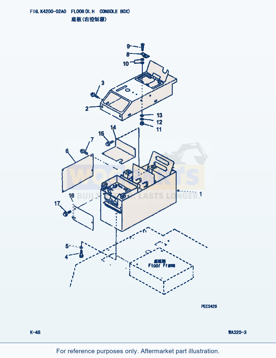 Komatsu WA320-3 Floor(R.H Console Box) (|000203) parts diagram