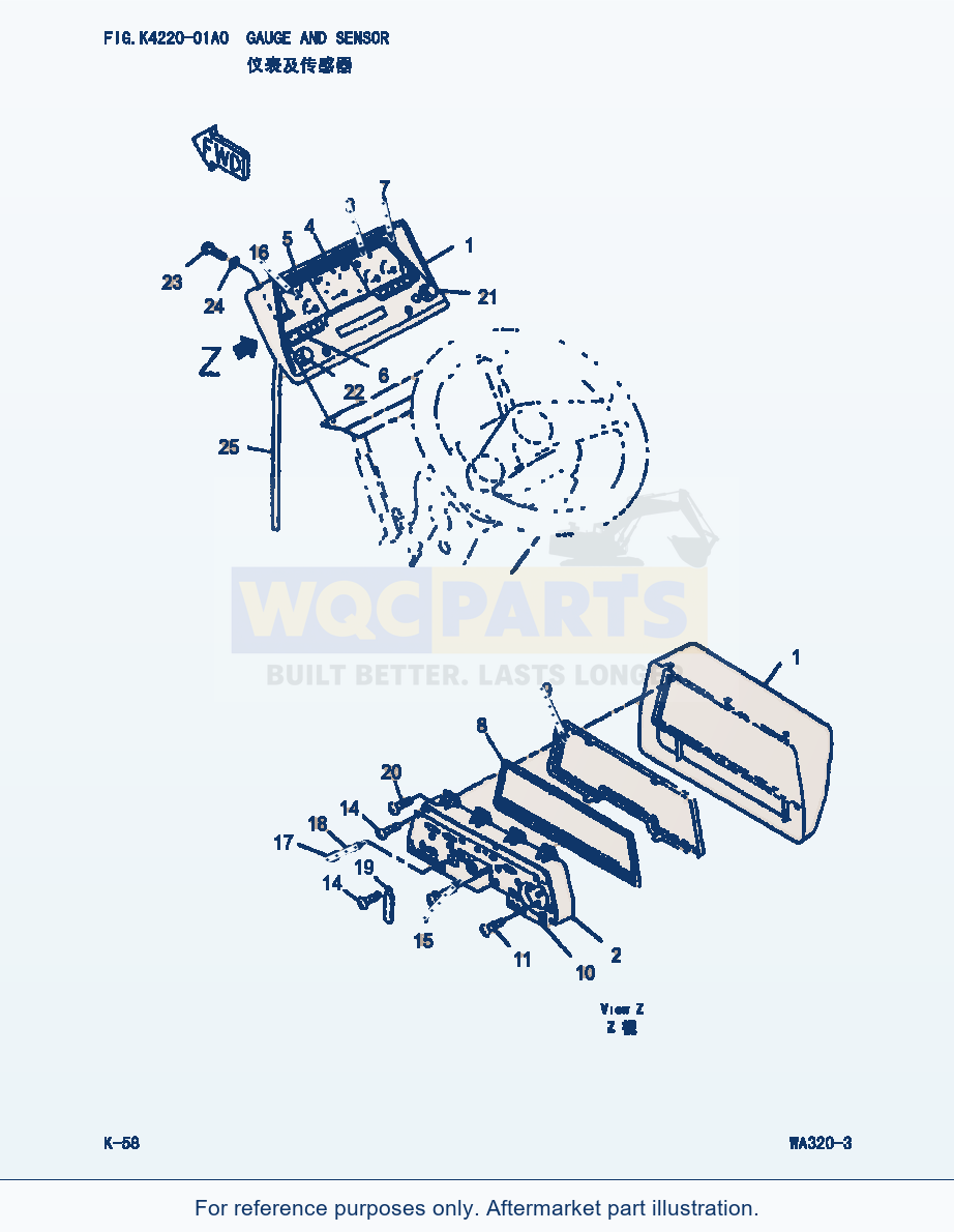 Komatsu WA320-3 Gauge And Sensor (|000209) parts diagram