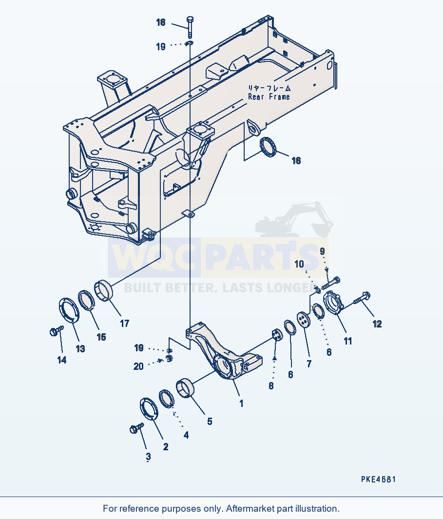 Komatsu WA320-3 Rear Axle Support Serial 53001-UP parts diagram