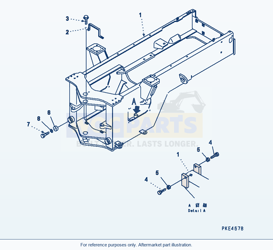 Komatsu WA320-3 Rear Frame Serial 53001-UP parts diagram