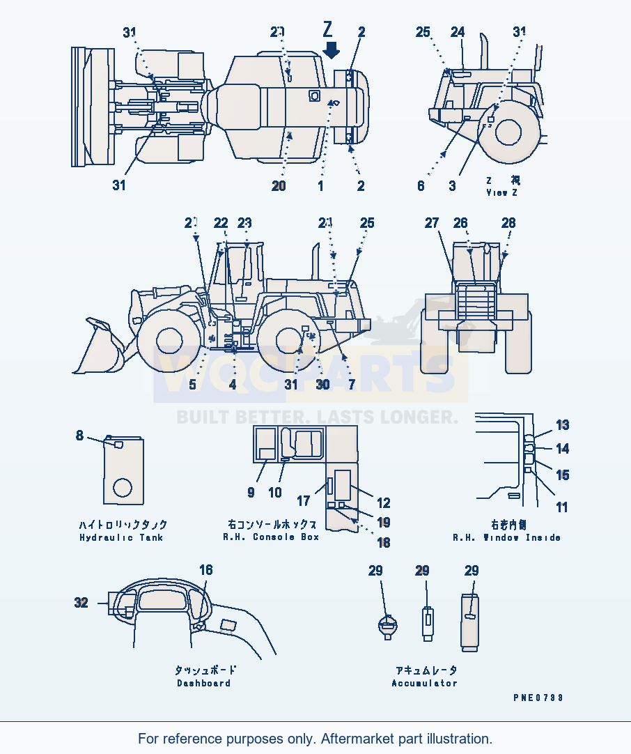 Komatsu WA320-3 Marks And Plates (With Cab) (English)(#50001-) parts diagram