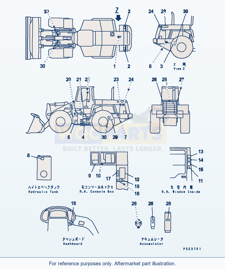 Komatsu WA320-3 Marks And Plates (With Cab) (Russian)(#50001-) parts diagram