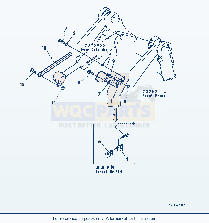 Komatsu WA320-3 Backet Positioner parts diagram