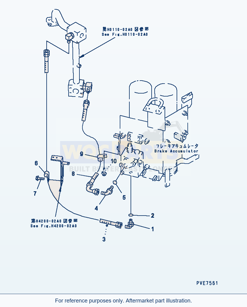 Komatsu WA320-3 Brake Control (Accumulator Drain Line) parts diagram
