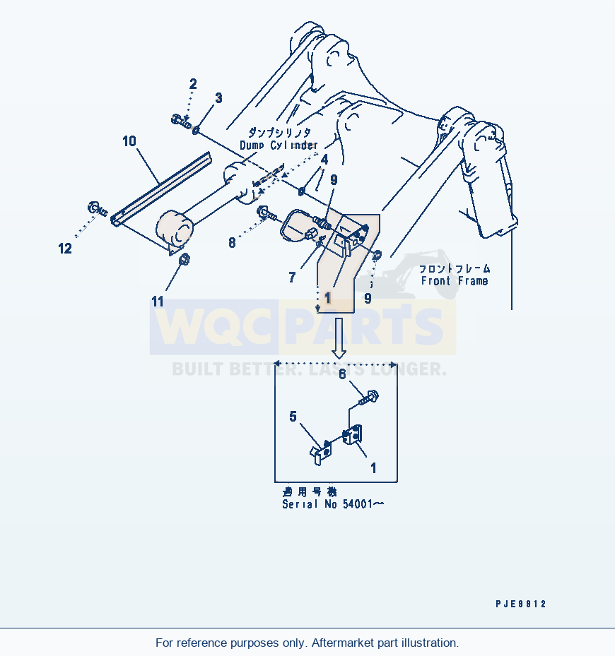 Komatsu WA320-3 Bucket Positioner parts diagram