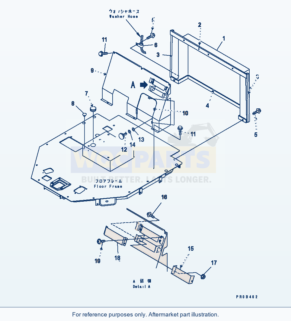 Komatsu WA320-3 Cover (For Floor Frame) (With Air Conditioner) parts diagram