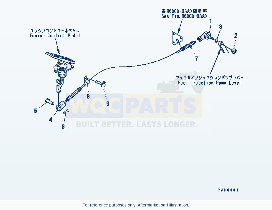 Komatsu WA320-3 Engine Control (Control Cable)(#54147-) parts diagram
