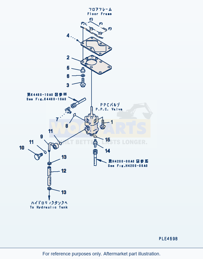 Komatsu WA320-3 Floor (P.P.C. Valve Line)(#53001-54146) parts diagram