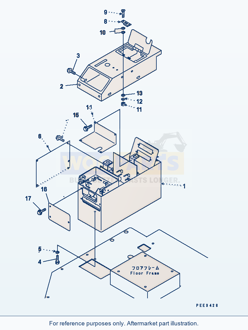 Komatsu WA320-3 Floor (R.H. Console Box) parts diagram