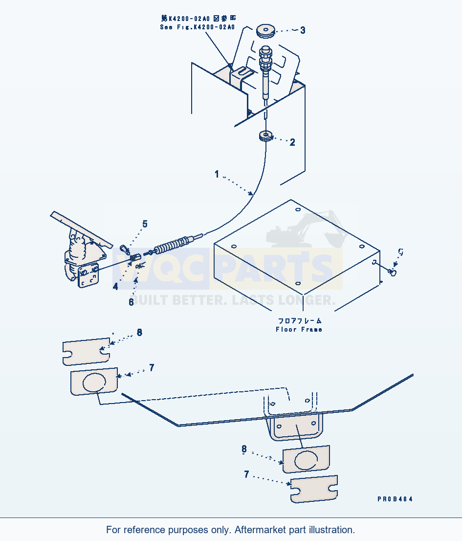 Komatsu WA320-3 Floor (Throttle Cable) (With Air Conditioner) parts diagram
