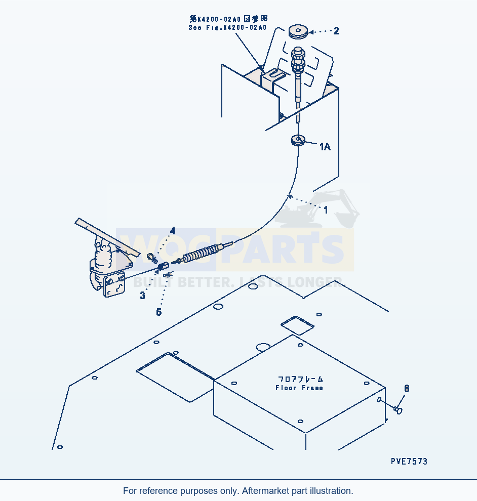 Komatsu WA320-3 Floor (Throttle Cable) parts diagram