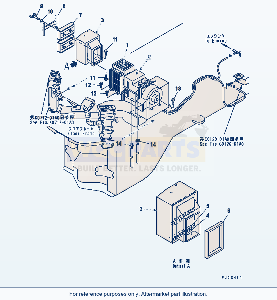 Komatsu WA320-3 Heater (Heater Kit) (With Heater)(#54147-) parts diagram