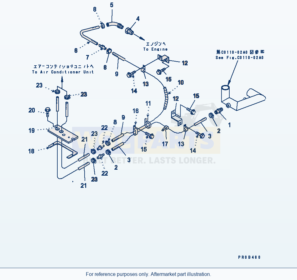 Komatsu WA320-3 Heater Piping Serial 50001-UP (FOR CHINA) parts diagram
