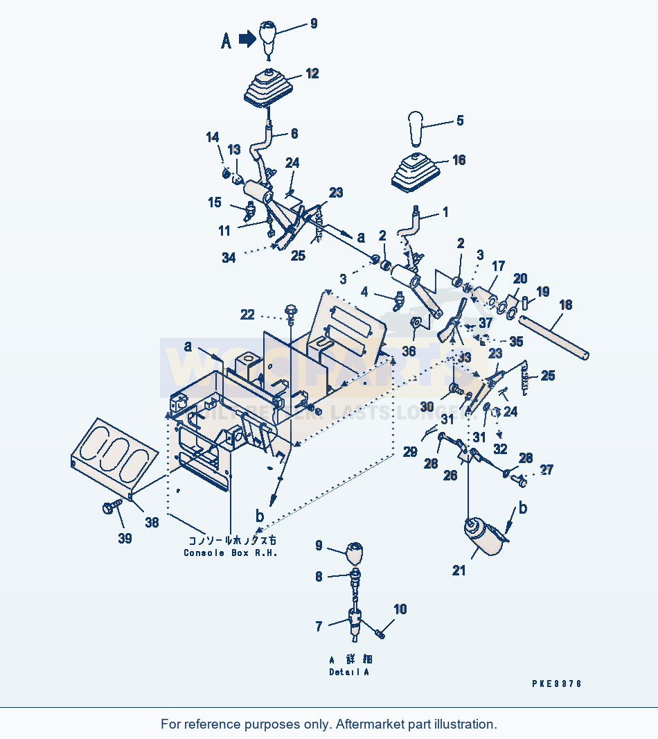 Komatsu WA320-3 Loader Control (Work Equipment Control Lever) parts diagram
