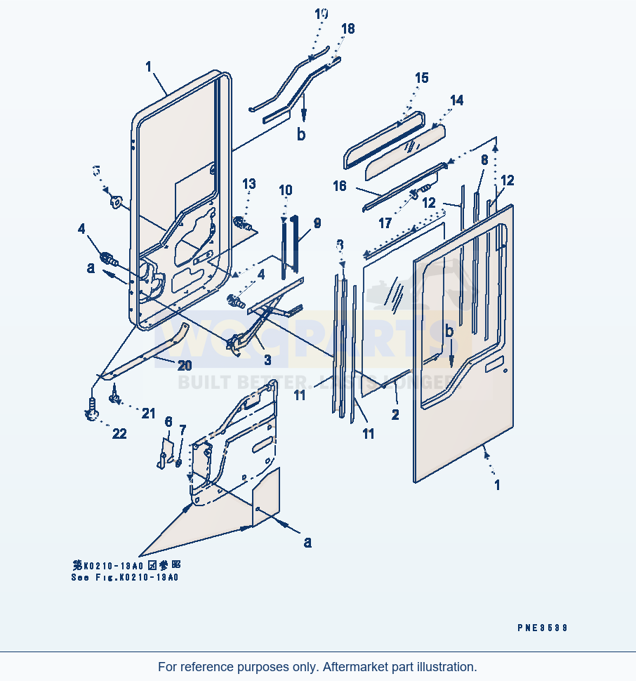 Komatsu WA320-3 Operator'S Cab (Door, L.H.) parts diagram