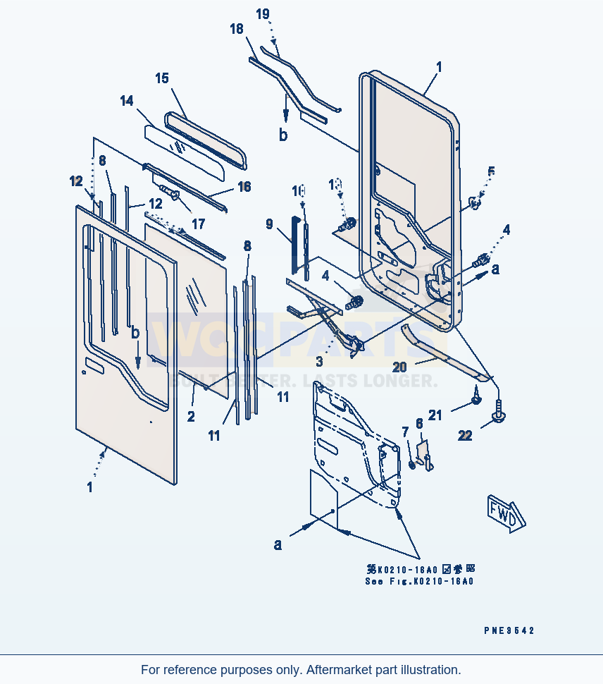 Komatsu WA320-3 Operator'S Cab (Door, R.H.) parts diagram