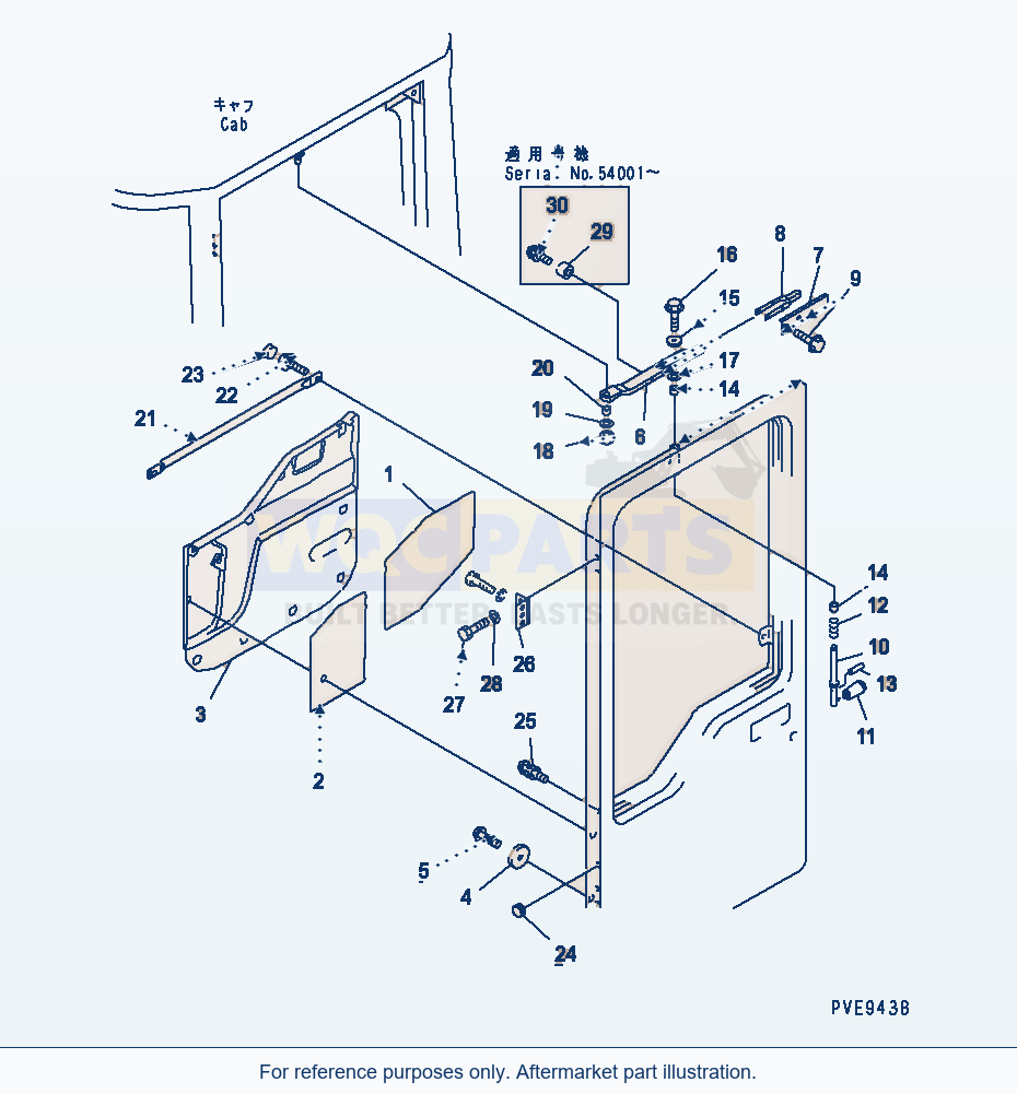 Komatsu WA320-3 Operator'S Cab (Door Related Parts, L.H.) parts diagram