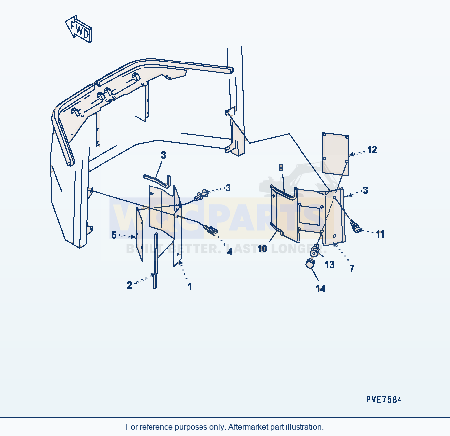 Komatsu WA320-3 Operator'S Cab (Front Interior Cover) parts diagram